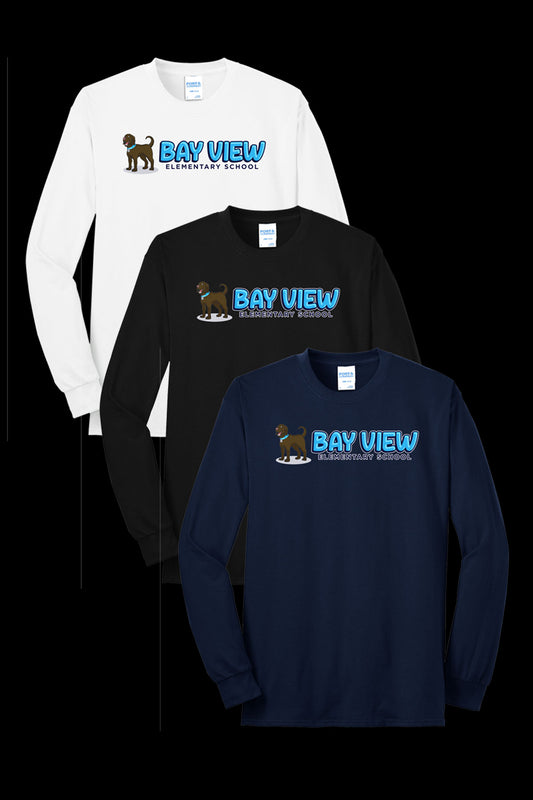 Bay View Text Full Logo Long Sleeve T shirt